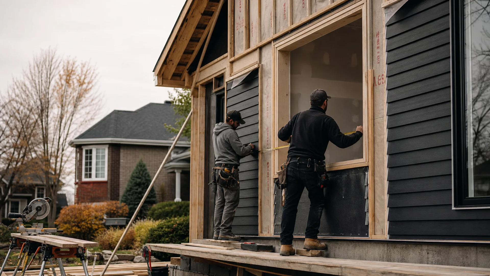 Charpente de bois pour agrandissement de maison à Châteauguay